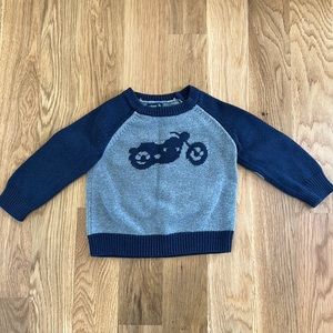 18 to 24 month boys baby gap sweater with a motorcycle on front.